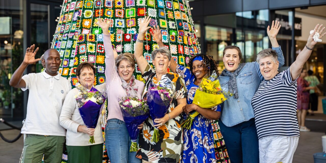 6-metre-tall Christmas tree made of 2700 knitted squares creates a unique look for Secunda Mall